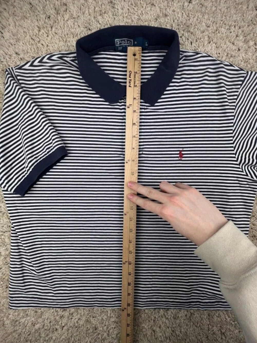 Polo Ralph Lauren SHORT SHORT Sleeve Polo Shirt Cotton Large Striped Blue White